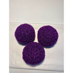 3 Handmade crocheted dish scrubbies made with premium nylon netting (purple)
